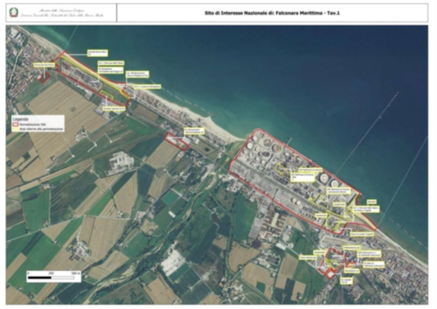 Individuazione aree a terra del SIN di Falconara Marittima - Tav.1
Fonte: Ministero dell'Ambiente e della Sicurezza Energetica