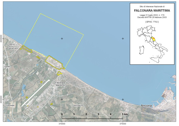 DM del 26/02/2003 di perimetrazione del SIN di Falconara Marittima - Inquadramento Geografico
Fonte: Ministero dell'Ambiente e della Sicurezza Energetica
